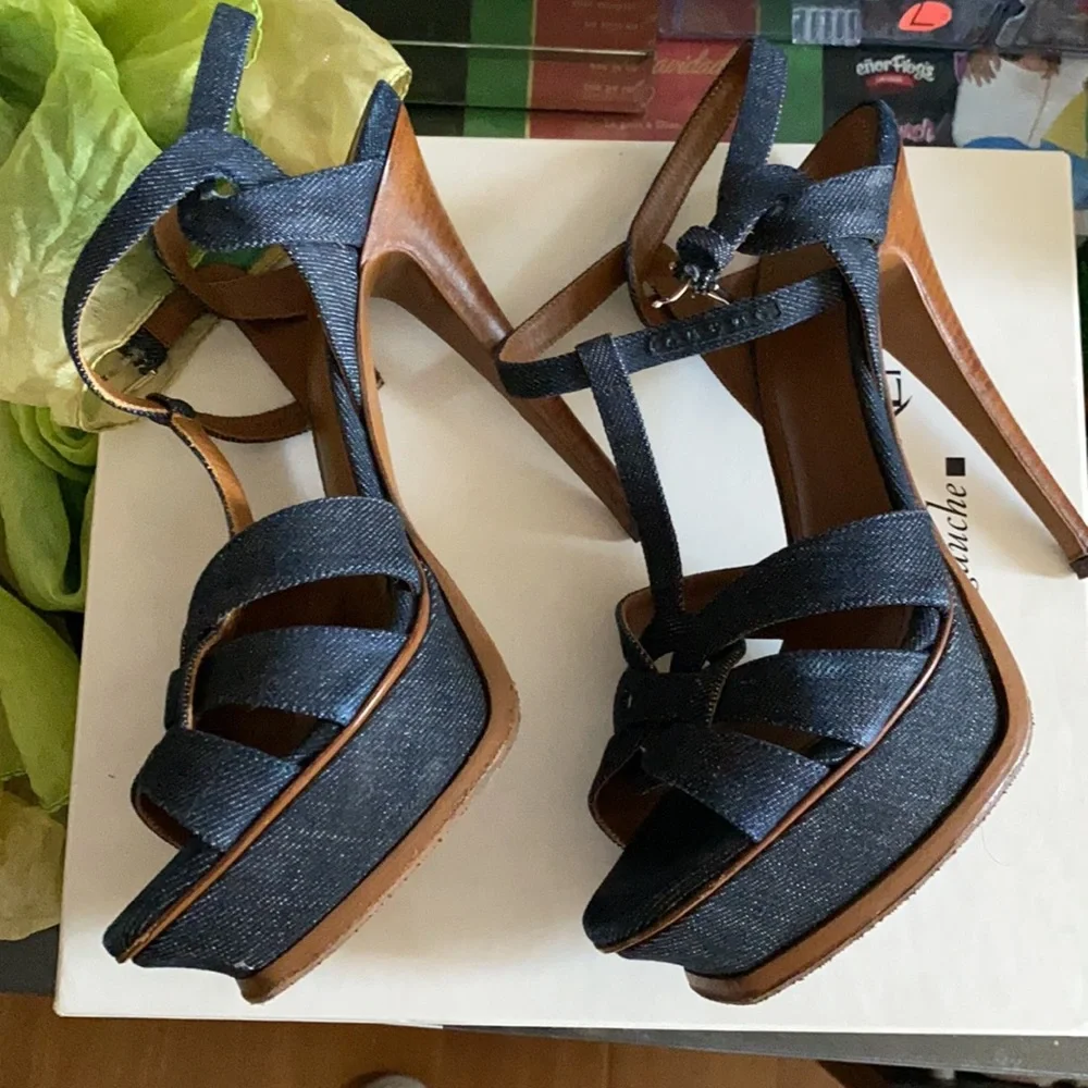 Vintage Tribute sandal in denim Yves Saint Laurent 39 - Picture 4 of 9